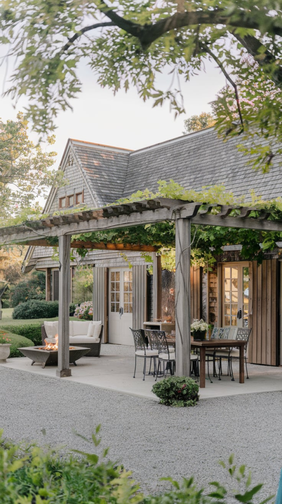 Outdoor patio connected to guest cottage