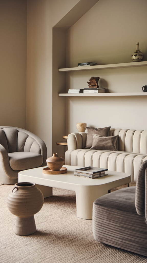 Built-in shelving in guest room