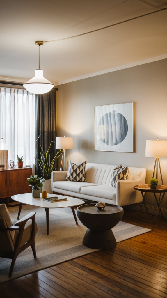Layered bedding in guest room