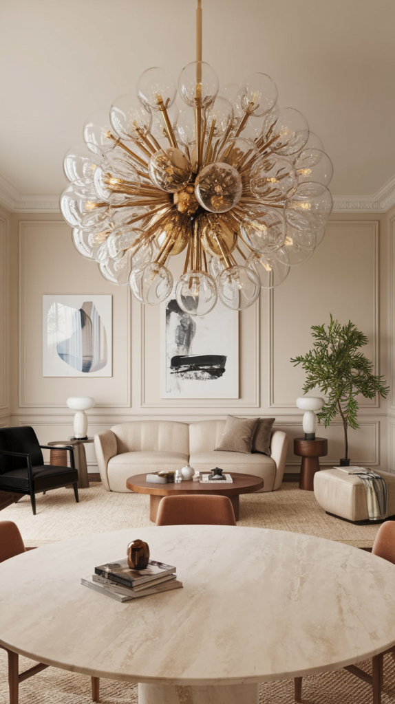 Patterned decor in guest room