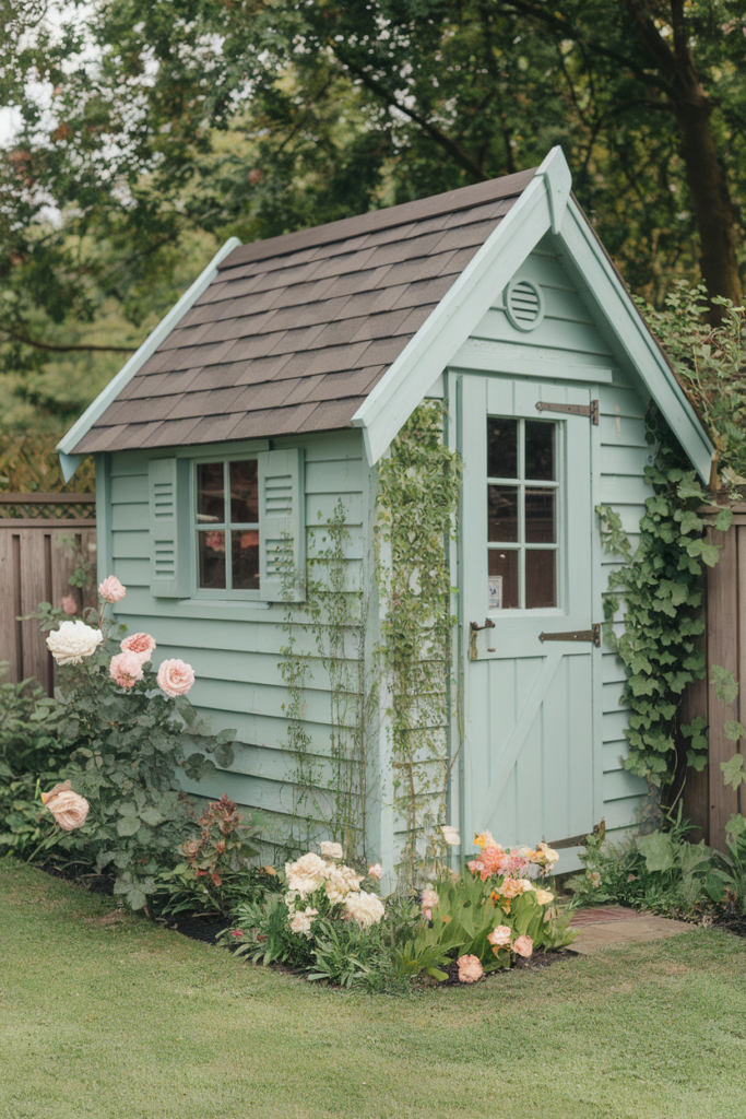 Upcycled eclectic shed