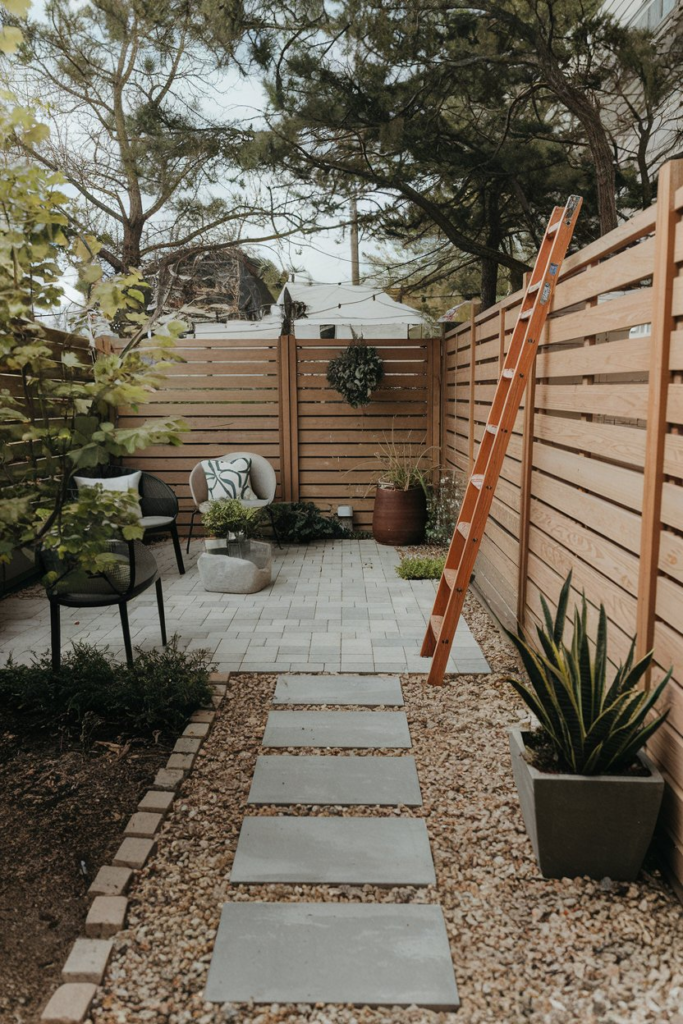 String lights in backyard