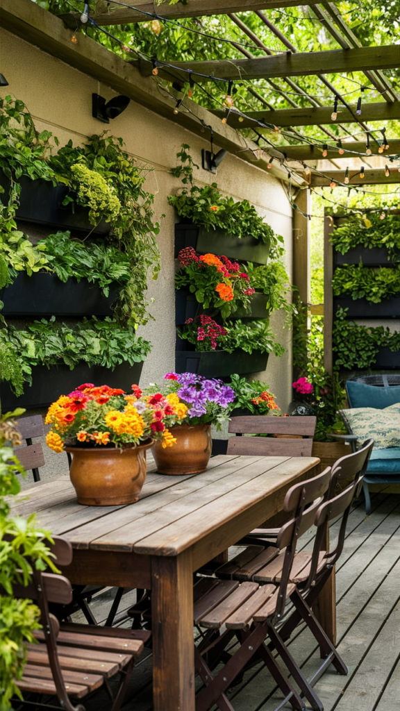 Mason jar lanterns on patio