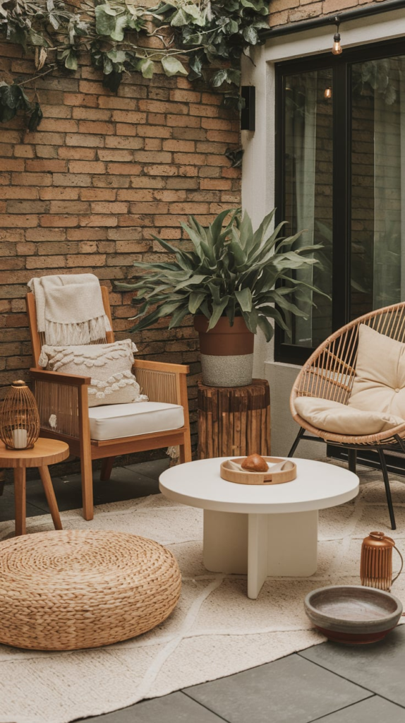 Old door used as patio decor