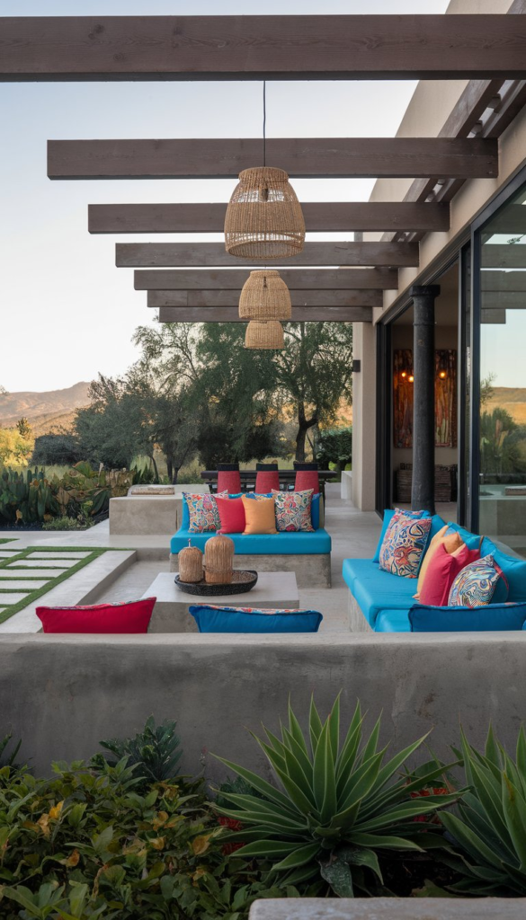 Mirrors on patio fence