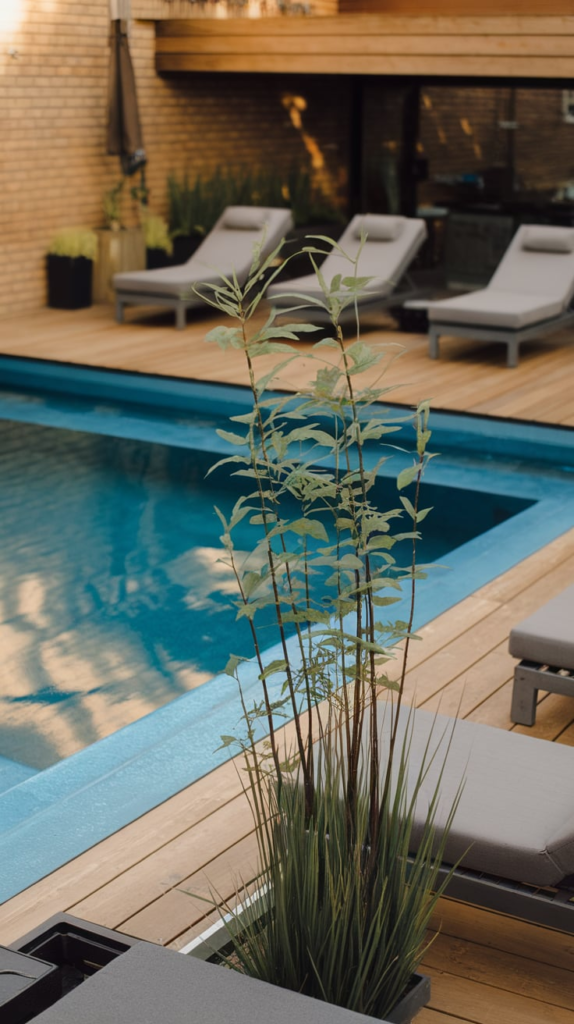 Gravel and pavers around pool