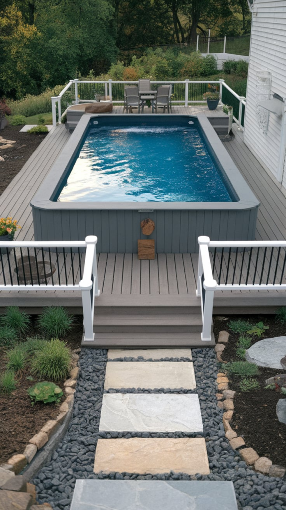 Shade sail over pool