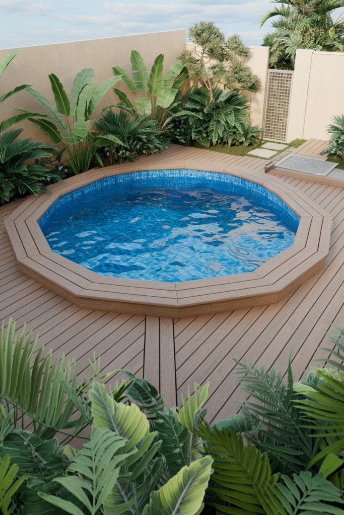 Outdoor rug near pool