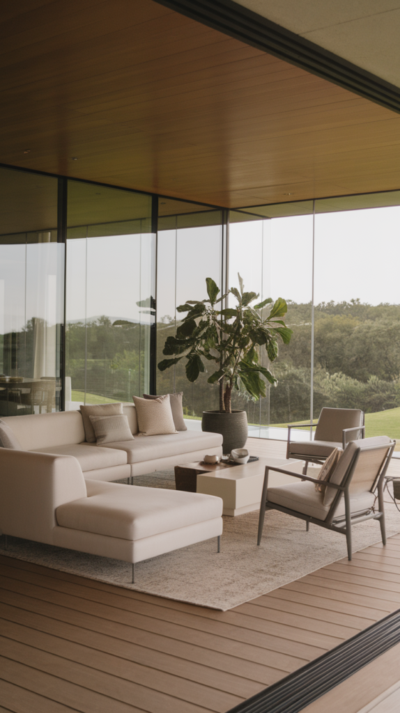 Brick patio in herringbone pattern