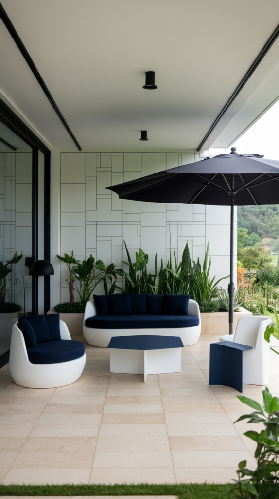 Gravel patio with chairs