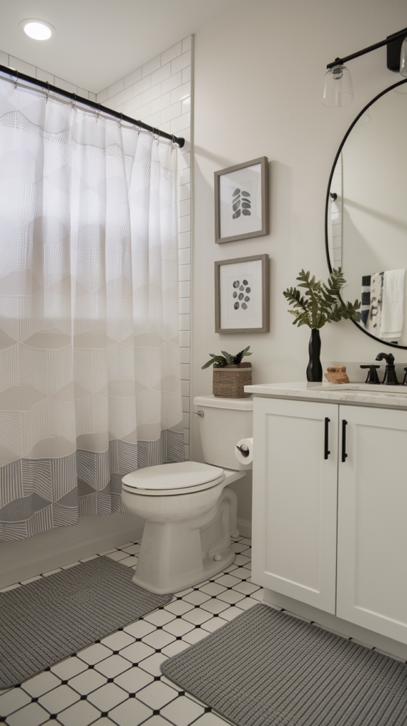 Floating vanity in minimalist bathroom