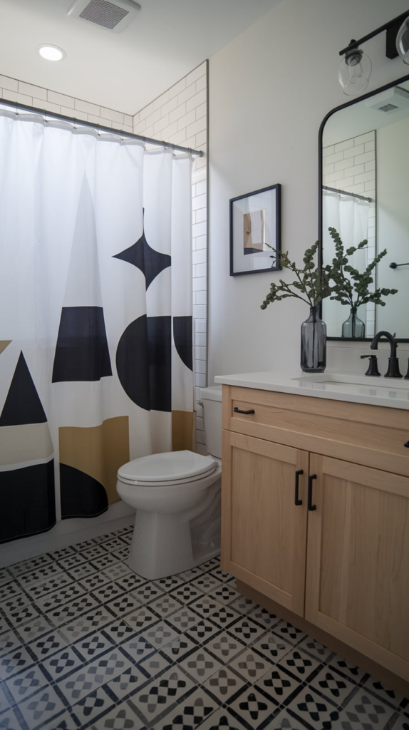 Wall-mounted faucet in minimalist bathroom