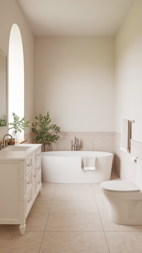 Large format tiles in bathroom