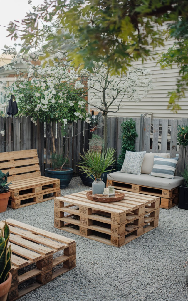 String lights in backyard