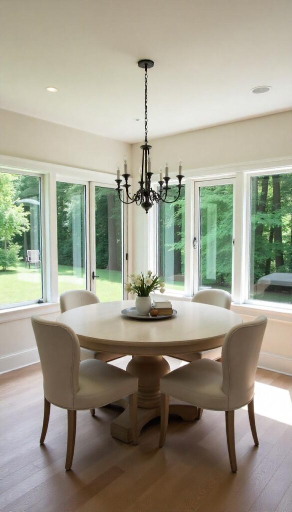Eclectic sunroom dining