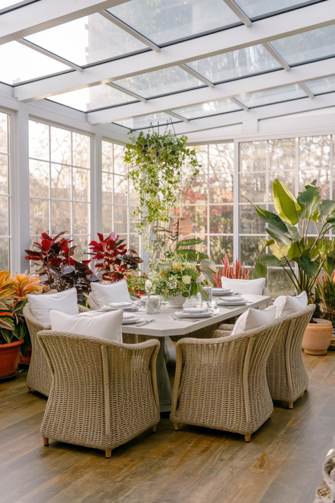Boho sunroom dining