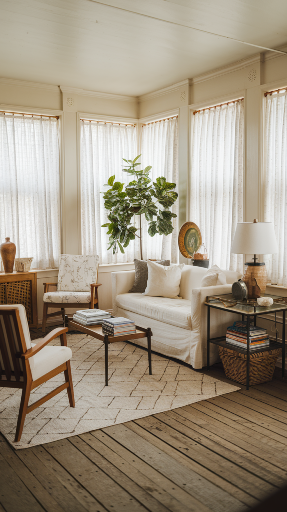 Sunroom with sliding glass doors opening to backyard
