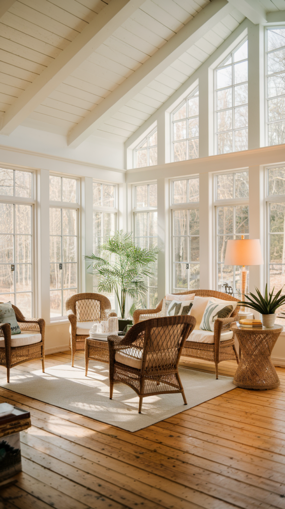 Sunroom set up as an art studio