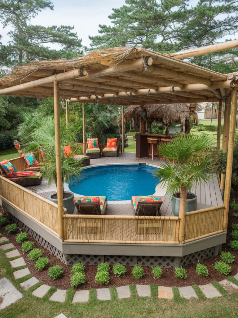 Tiki bar by pool deck