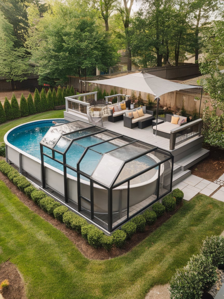Small platform pool deck