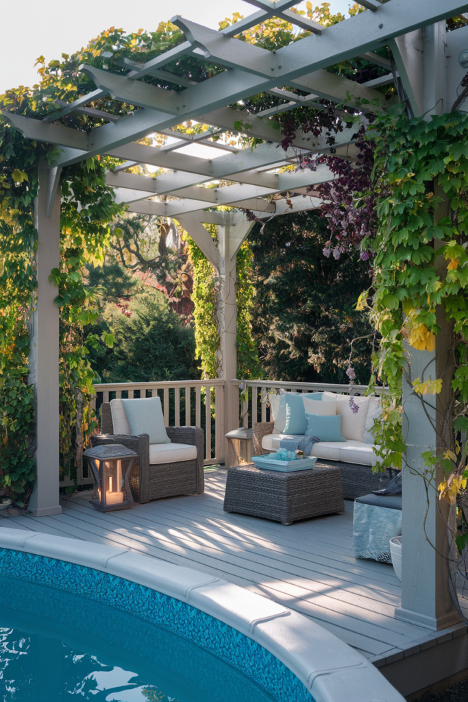 Raised pool deck with storage