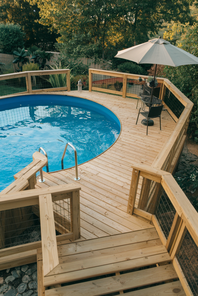 Rustic cabin pool deck