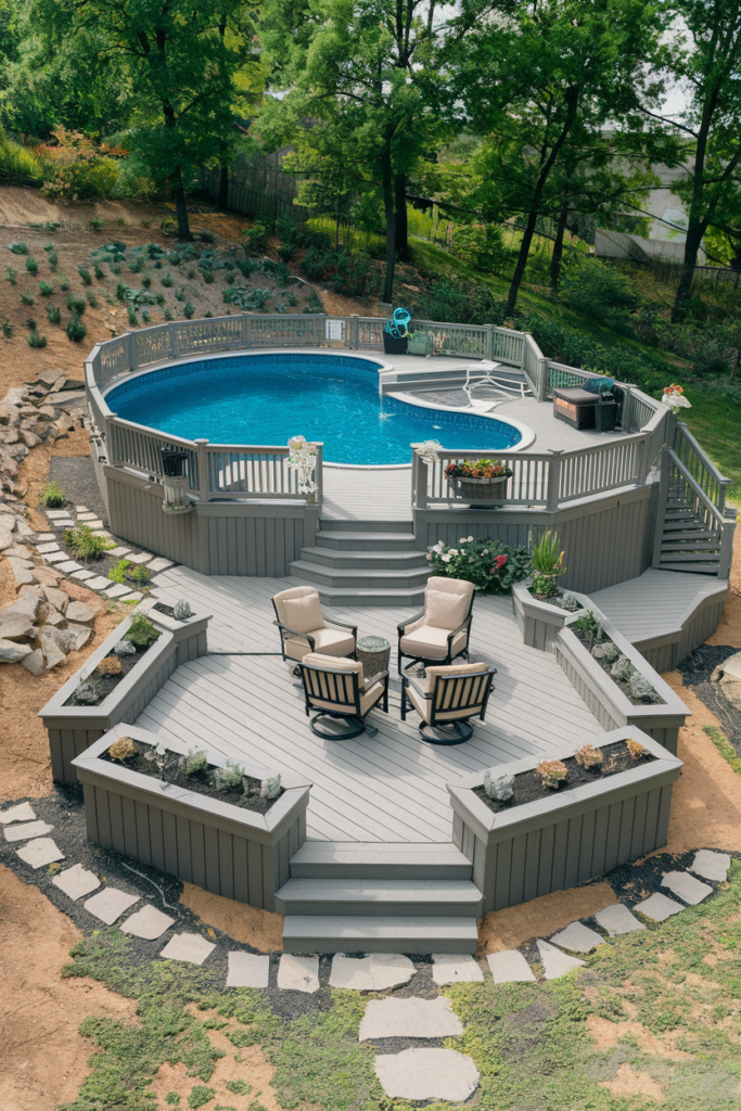 Smart pool deck with technology