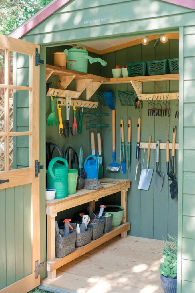 Potting shed with small desk and Wi-Fi extender