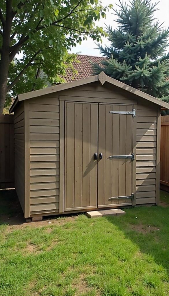 Metal generator shed with vents