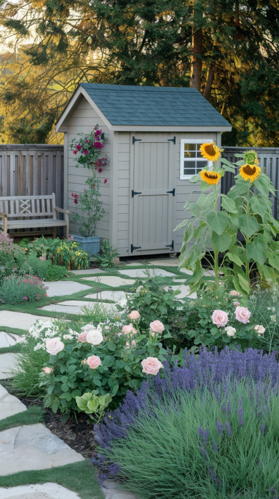 String lights around garden shed