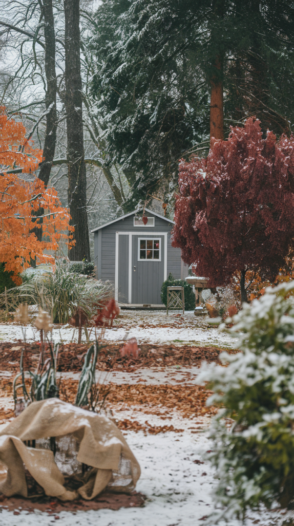 Pergola extension attached to shed