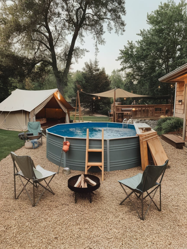 Backyard stock tank pool oasis