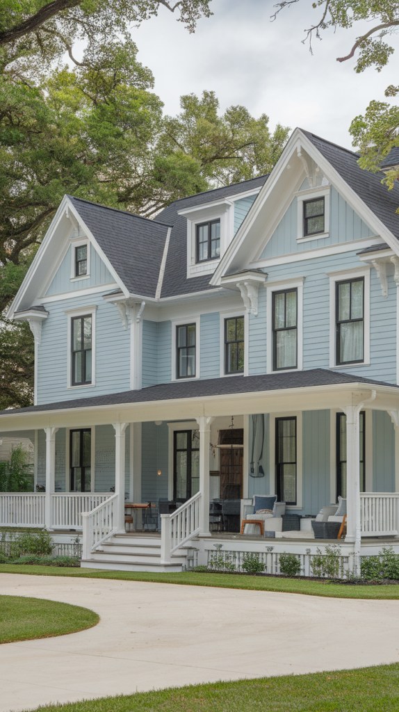 Farmhouse with open gable roof and <a href=
