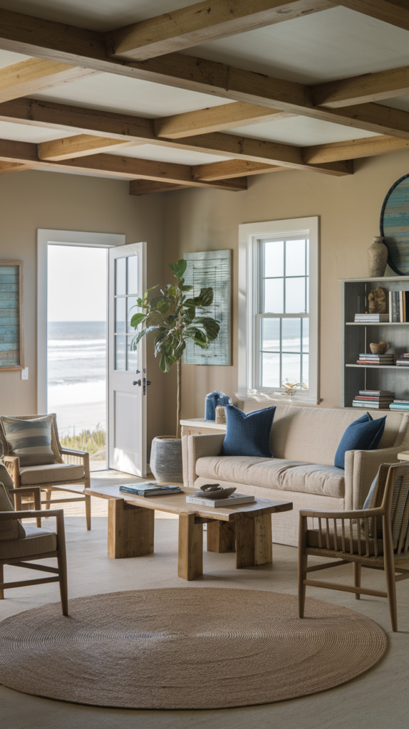 Whitewashed wood in beach house