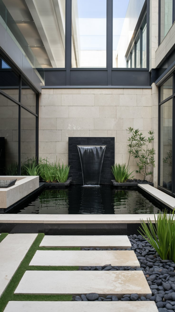 Floating lily pads on pond