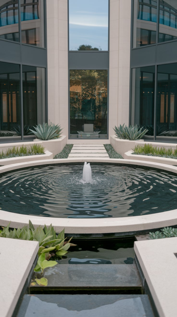 LED lighting in pond at night
