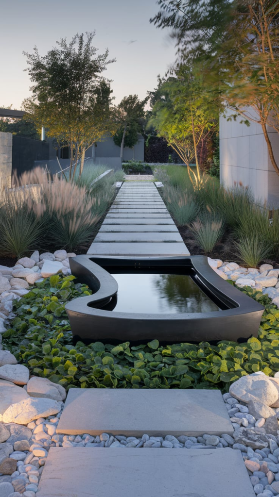 Modern geometric pond design