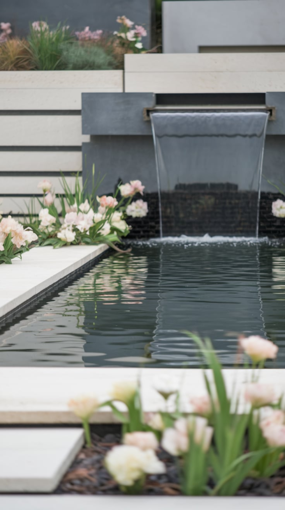 Stepping stones across pond