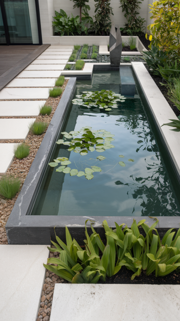 Beautiful backyard pond landscape