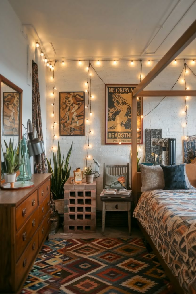 Eclectic she shed interior