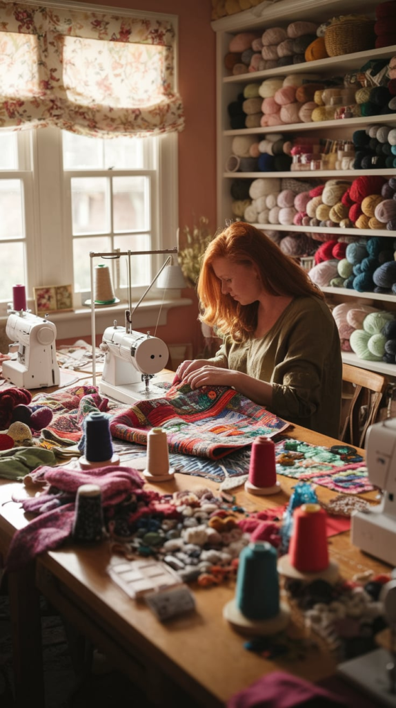 Sewing studio in a she shed