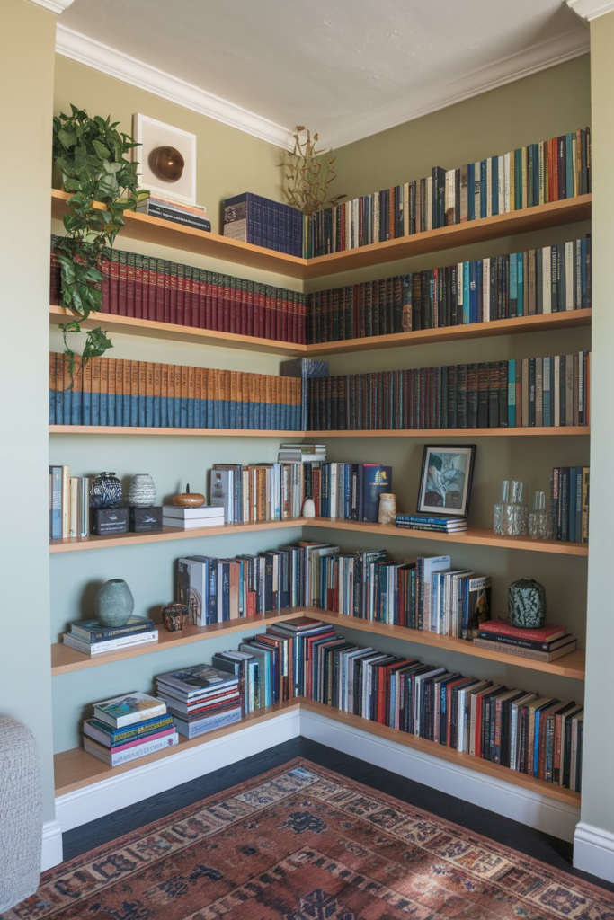 Books and coffee corner in she shed