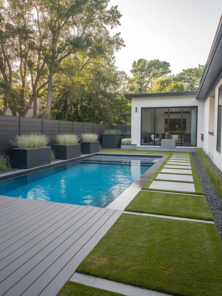 Rock waterfall by pool