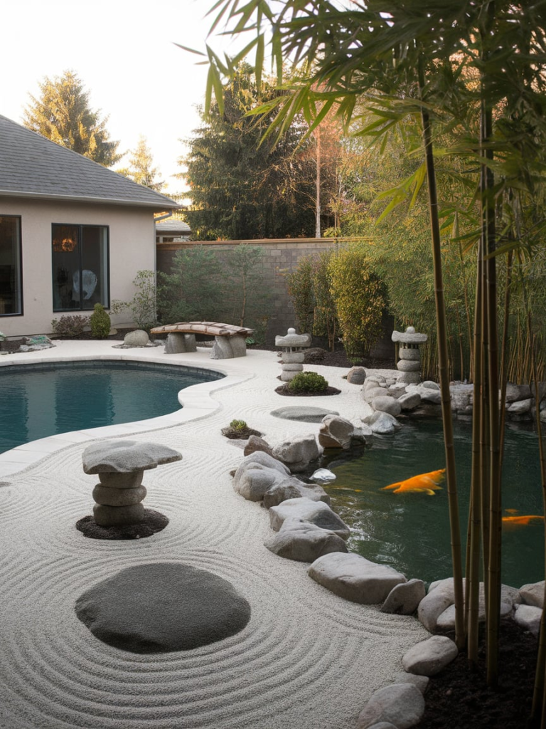 Desert-inspired pool landscape