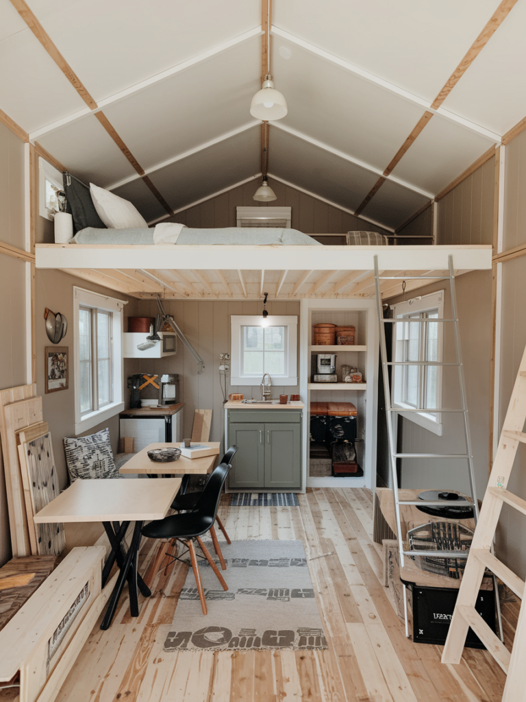 Loft ladder with storage