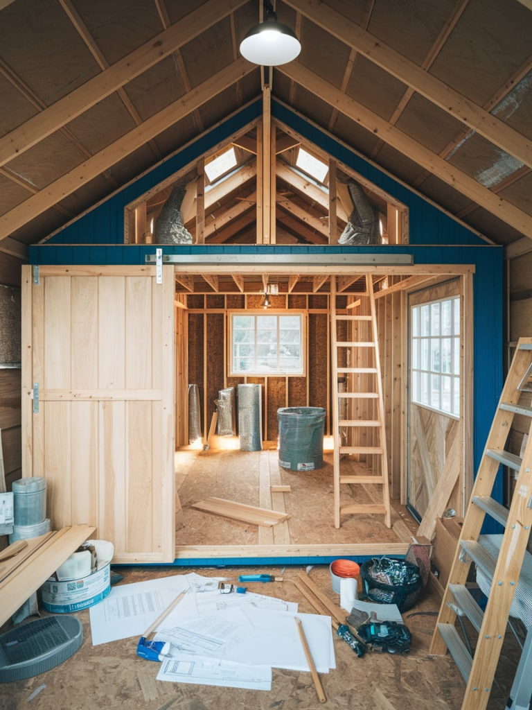 Wood stove in tiny house