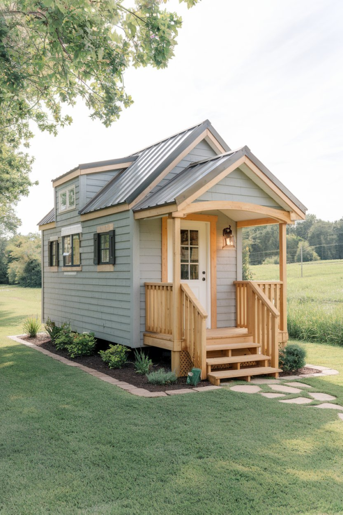 Fold-out table in tiny house
