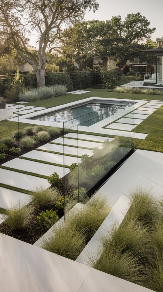 Modern pool design with clean lines and succulents