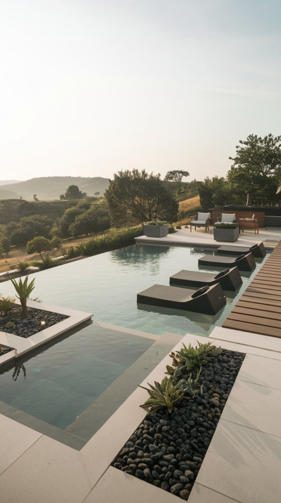 Pool lit with colorful LED lights