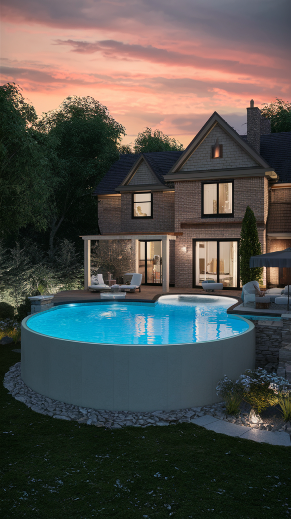 Bamboo privacy screen around pool